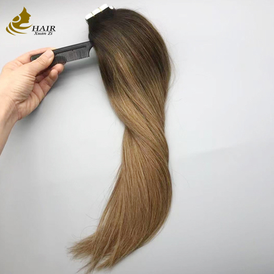 Extensiones de cabello adhesivas con cinta de cabello humano virgen 100% real B2/6 Color Extensiones de cabello liso