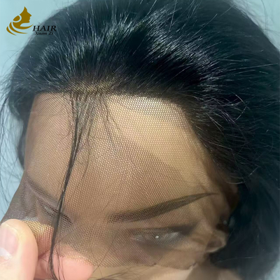 Peluca de cabello humano con encaje completo, marrón oscuro personalizado