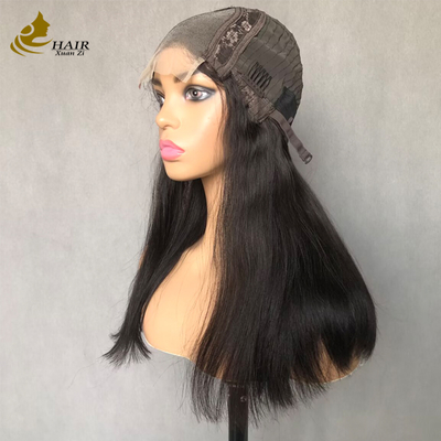 22 pulgadas natural negro cabello humano recto 4 * 4 Frente peluca de encaje
