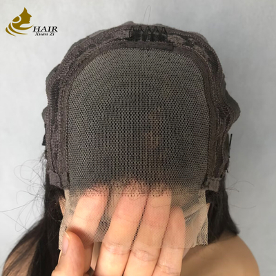 22 pulgadas natural negro cabello humano recto 4 * 4 Frente peluca de encaje