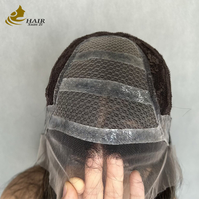 Peluca delantera de encaje liso sin pegamento de cabello humano vietnamita con silicona