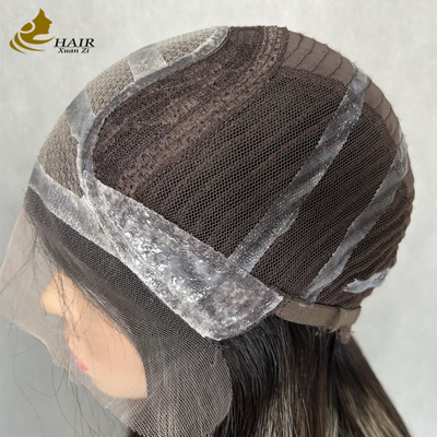 Peluca delantera de encaje liso sin pegamento de cabello humano vietnamita con silicona