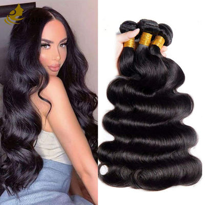 Venta al por mayor 100% de la cutícula brasileña alineada barata natural negro cuerpo ondulado sin procesar crudo de pelo humano virgen paquetes