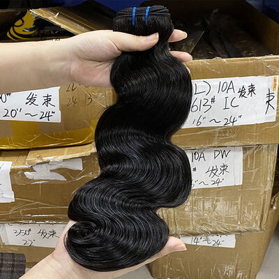 Factory Wholesale 100% Unprocessed Body Wave Natural Black Virgin Human Hair Bundles