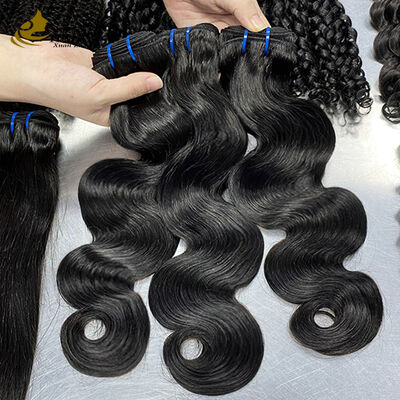 Factory Wholesale 100% Unprocessed Body Wave Natural Black Virgin Human Hair Bundles
